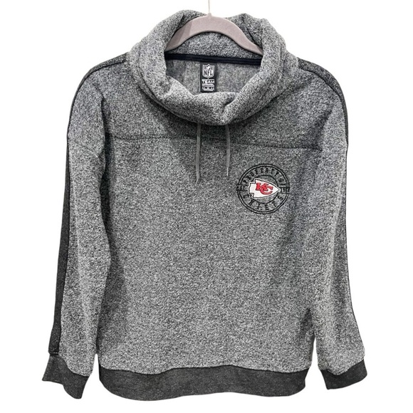 NFL Long Sleeve Pullover Women's Medium Kansas City Chiefs Gray Funnel Neck - Picture 1 of 9